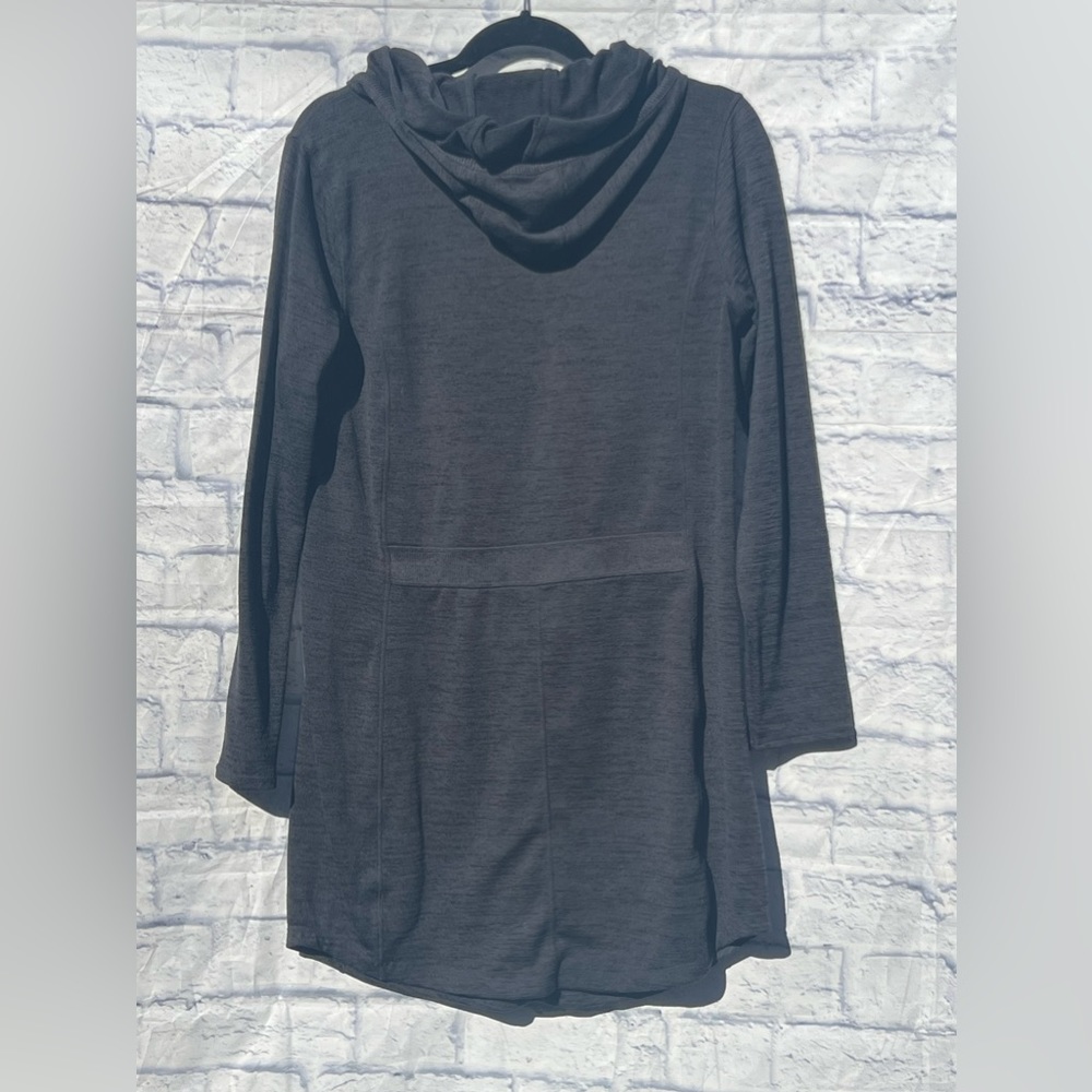 Athleta Hooded Heathered Gray Sweatshirt Dress Medium - Picture 3 of 6
